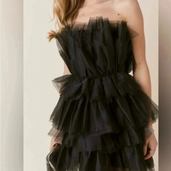 Francesca's Suzie Tulle Tiered Dress - Black - Picture 5 of 7